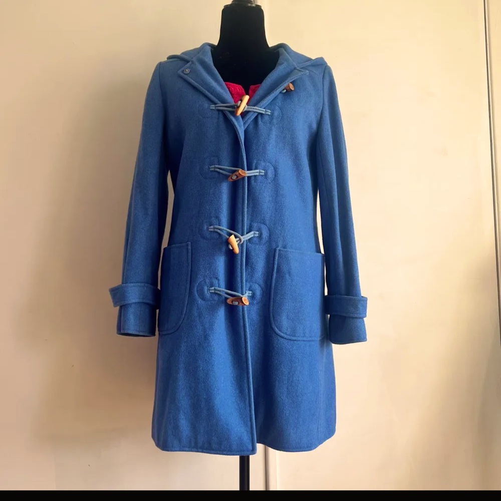 J. Crew Blue Wool Toggle Coat with Hood